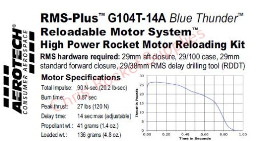 Aerotech G104T-14A Blue Thunder Rocket Motor